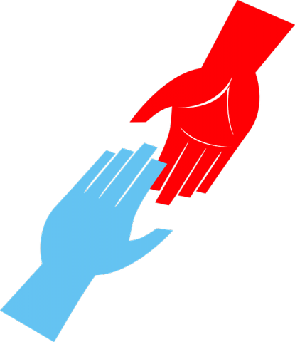 Image of hand reaching up and a hand reaching to help