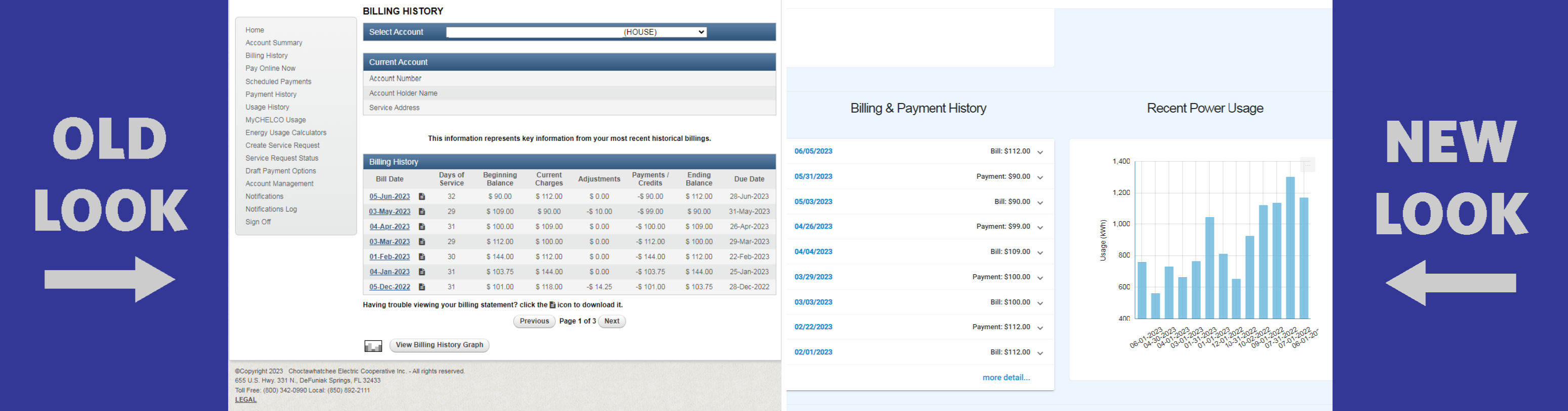 New Portal Billing Comparison