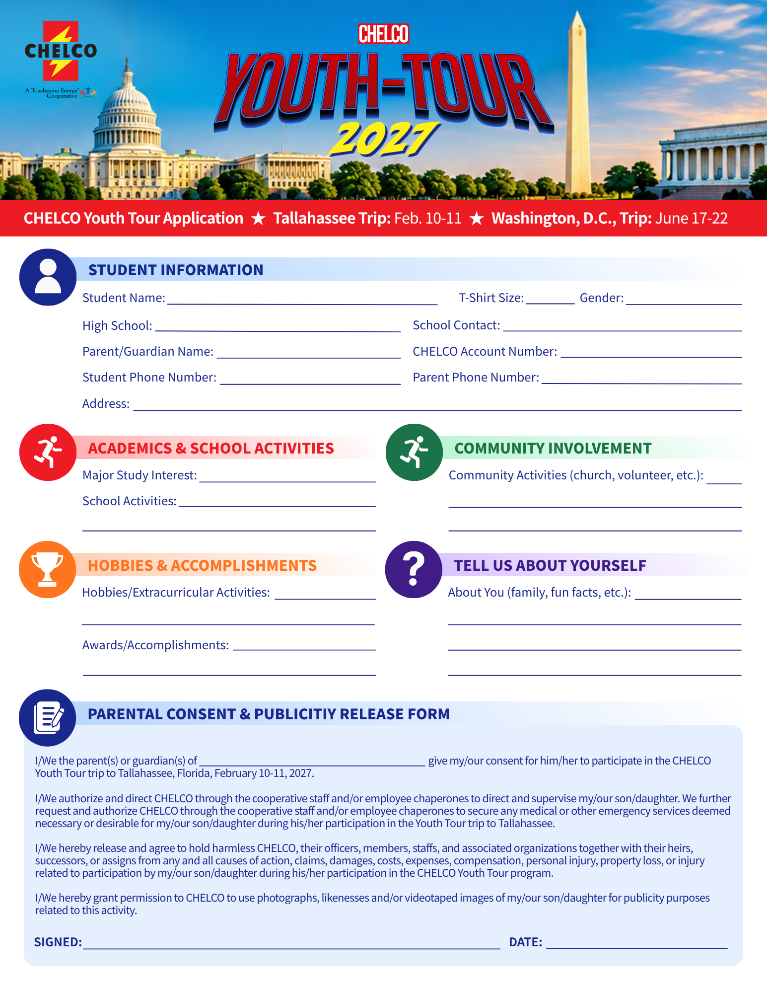 2027 CHELCO Youth Tour Application