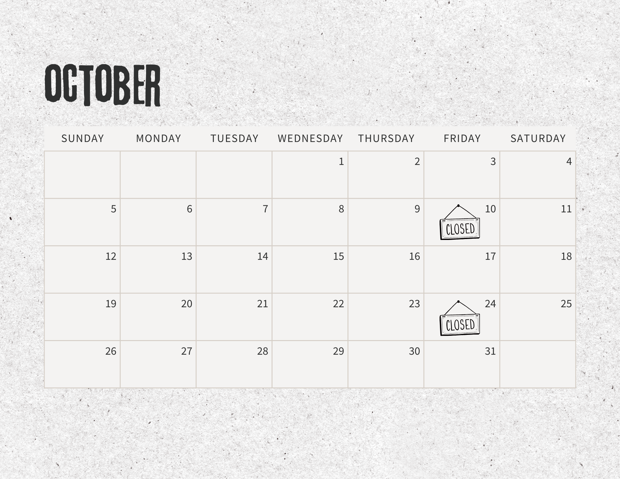 NOVEMBER CALENDAR