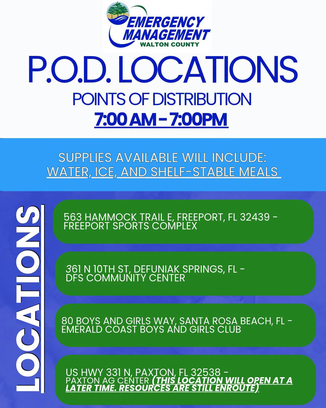 Walton County P.O.D. Locations